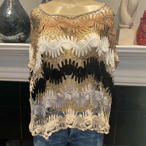 Elegant Multicolor Crochet Top size S - Picture 2 of 5